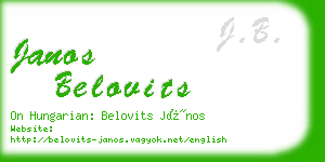 janos belovits business card